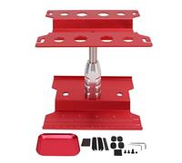 Station de réparation pour voitures RC et ensemble de plaques à vis, support de travail en alliage d’aluminium pour voitures RC aux échelles 1/8, 1/10, 1/12 et 1/16, avec plateau (Rouge)