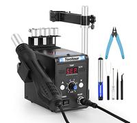 Station de reprise d'air chaud, Toolour station de soudage avec pistolet thermique,support de pistolet à air chaud réglable, mémoire de température,pistolet à air chaud de refroidissement automatique