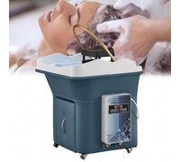Station de shampooing mobile pour spa, machine de shampooing électrique avec thérapie par lumière LED et appuie-tête, rinçage à 360°, thermostat, 4 roues, robinet chaud/froid, pour salon de coiffure