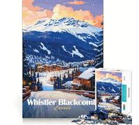 Station de Ski de Whistler Blackcomb Puzzle de 1000 pièces pour Adolescents Jeu de Concentration mentale Découpe de précision Bords Lisses pour Les fêtes (38x52cm)