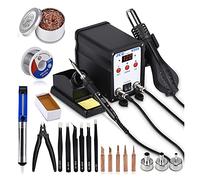 Station de Soudage, JCD 2 Dans 1 station de soudage SMD BGA Retravailler LCD Digital 750W Station soudure à air chaud Tools fer souder 8908(Silver)