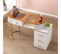 Station de Table de manucure Bureau Moderne de Technologie des Ongles avec tiroirs et Armoire de Rangement Travail Professionnel de beauté des onglespour Salon et Spa en Bois pour Salon de b