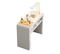 Station de Table de manucure Bureau Professionnel de Technologie des Ongles avec tiroirs et dépoussiéreur électrique - Moderne pour Le Salon de Spa éclairage LED Maquillage en Bois Travail d