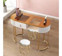 Station de Table de manucure élégante Fonctionnelle, Moderne Technique des Ongles avec tiroirs verrouillables et Dessus en Verre pour Le Salon de beauté Spa Professionnel en Bois Artiste bur