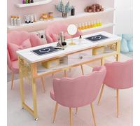 Station de Table de manucure élégante Fonctionnelle, Nail Tech Bureau Main avec dépoussiéreur électrique, Salon de beauté Professionnel Moderne Spa Nail Desk Travail, Maquillage en Bois