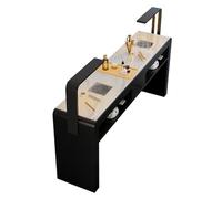 Station De Table De Manucure Moderne avec Collecteur De Poussière Électrique Et Lampe LED Bureau Nail Tech avec Tiroirs Armoire Et Prises De Courant Multifonctionnel Beauté Spa Salon MDF NAI