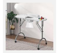 Station de Table de manucure Pornail Tech avec collecteur de poussière et Lampe LED USB, Bureau Pliable sur Roues pour Le Travail Professionnel au Spa et au Salon