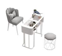 Station de Table de manucure Professionnel Technicien des Ongles Workart Bureau avec tiroir et étagères Ouvertes, Maison Moderne Rangement des Ongles équipement de beauté Salon en Bois Spa b
