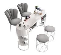 Station de Table de manucure Professionnelle avec tiroirs de Rangement et étagères Ouvertes, ongle en Verre pour Salons, Salons de beauté, techniciens des Ongles, Meubles de Spa