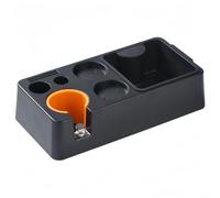 Station de tamp à expresso avec boîte à knock, base antidérapante pour filtre de 51, 53, 58 mm, organiseur pour outils à café tels que tamper et distributeur, matériau ABS robuste, facile à nettoyer