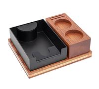 Station de tampographie et boîte à coups 2-en-1 pour espresso, 51-54/58 mm, bois naturel