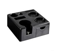 Station de tassage à café avec porte-filtre et tapis de tamper avec base antidérapante et rangement intégré compatible avec diverses machines à expresso (noir)