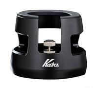 Station de tassage à expresso réglable en hauteur pour porte-filtres de 58 mm avec support à ressort interne et coussinets en silicone offrant un tampon stable et constant pour une distribution