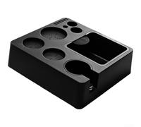 Station de tassage multifonction pour expresso avec boîte à frapper et support réglable en hauteur pour la maison pour la préparation du café de barista, couleur noire