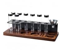 Station de tassage pour expresso avec 8 tubes en verre, rangement pour grains de café et présentoir pour comptoir de cuisine, noir