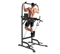 Station de traction BIGZZIA, Barre de traction dips, Multifonctions réglables, Charge 150 kg, Hauteur réglable 170 - 220 cm, Noir