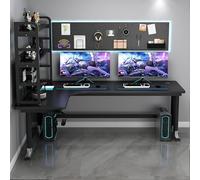 Station de travail d'angle de bureau d'ordinateur en forme de L avec Pegboard, bureau de jeu à domicile avec librairie, table d'écriture d'étude pour PC et ordinateur portable, design ergonomique