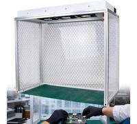 Station de Travail Portable avec Filtre HEPA et 3 Ventilateurs, Poste Anti-poussière pour Soudure et réparation de téléphones, Cadre en Aluminium, Fonctionnement Silencieux (ESD Safe, 62x31 cm)