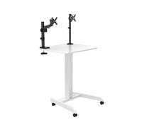 Station de Travail pour Ordinateur Portable Assis - CTA réglable sur roulettes pour Ordinateur Portable avec 2 Supports compatibles VESA (Pad-ARLTD2)