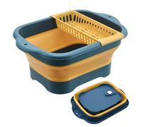 Station de vaisselle de camping - Évier pliable portable avec bouchon amovible - Bassine étanche - Bac à vaisselle d'extérieur pour camping, jardin, pique-nique, cuisine, vaisselle et nettoyage