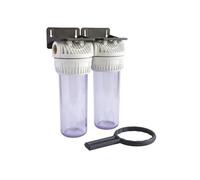 Station Double Filtre 107223 - Dimension Standard 9''3/4 - Pour Traitement D'Eau - Équerre De Fixation Et e Desserrage Inclus