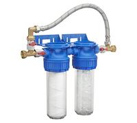 Station Double traitement Anti Calcaire/filtration Anti Impuretés 25 microns avec By Pass + raccords écrous tournants + vannes + clé de desserage + cartouches 12 mois fournies ORIA