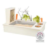 Station mangeoire - Trixie - Taille unique - Bois - 2 gamelles en acier inoxydable - Pour lapin et rongeur