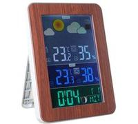 FISHTEC Station Météo Radio-Pilotée Écran XL Couleur Effet Bois et Argenté - Capteur Extérieur et Phases Lunaires