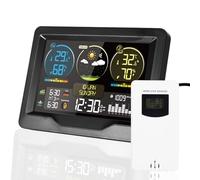 Station Météo avec Capteur Intérieur Extérieur, Sans Fil Station Météo Numérique avec Double Réveil Baromètre Température Humidité Prévisions Météorologiques, Luminosité Réglable Automatiquement