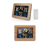 Station météo - BOIS - Int et ext - Capteur sans fil - Écran LCD couleur - Réveil intégré