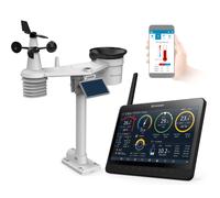 Bresser MeteoChamp Station météo Wi-Fi 9 en 1 avec cadre photo numérique, écran HD, affichage de la qualité de l'air, prévisions météorologiques, connexion Wi-Fi, capteur extérieur et intérieur, blanc