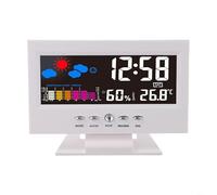 Station météo d'intérieur avec thermomètre numérique et hygromètre, fonction réveil et réveil, rétroéclairage contrôlé par la voix pour un fonctionnement convivial (blanc)