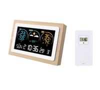 Station météo écran couleur avec cadre Bois