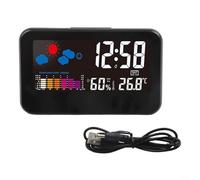 Station météo écran couleur réveil avec surveillance de la température et de l'humidité, commande vocale, veilleuse - Horloge de bureau pour chambre ou bureau (B)