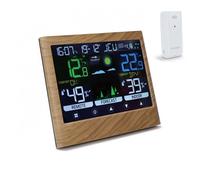 Station météo et réveil effet bois