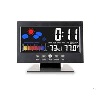 Station Météo Color avec Écran LCD Couleur - Température & Humidité Mini/Maxi - Horloge, Date, Réveil Snooze - Alimentation USB ou Piles - Tendances 12h - Contrôle Sonore - Compacte 14×10×2 cm