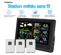 Station météo intelligente sans fil avec 3 capteurs, grand écran couleur, thermomètre et hygromètre numérique intérieur et extérieur pour le bureau et la maison WS0850-AU