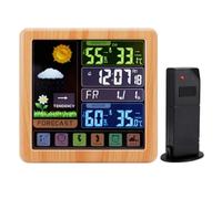 Station météo intelligente sans fil, chargement Usb, prévision météo à quatre niveaux, alarme retardée, thermomètre for maison/intérieur/extérieur,Prédire avec précision(Wood color)