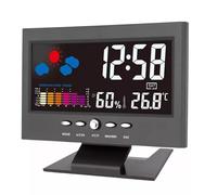 Station météo intérieure 5 en 1 avec commande vocale, thermomètre et hygromètre numériques, horloge de bureau, affichage LED de la température et de l'humidité avec prévisions, réveil et fonction sn