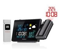 Station météo radio-pilotée Kienzle avec projection, écran couleur, capteur extérieur, alerte moisissure, 2 alarmes
