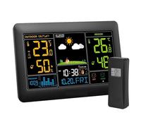 Station météo LCD sans Fil, thermomètre et hygromètre Domestique, réveil Automatique, Phase de Lune, Pression atmosphérique, capteur de prévision à Distance