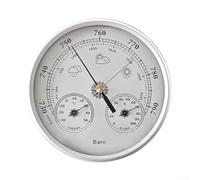 Station météo mécanique 3 en 1 avec thermomètre, hygromètre et baromètre pour usage domestique et extérieur, alliage d'aluminium de 130 mm pour cadran, pas besoin de pile (blanc)