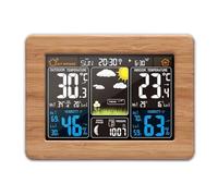 Station météo Multifonction réveil thermomètre hygromètre écran Tactile capteur sans Fil Lever du Soleil Coucher de Soleil hygrothermographe, Marron