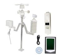 Station météo multifonctions 5V avec anémomètre, pluviomètre, thermomètre et hygromètre - prévisions précises, écran clair, idéale maison, serre et bureau