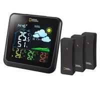 National Geographic Station Météo Couleur sans Fil avec Capteur Extérieur VA avec 4 Zones De Mesures pour Intérieur Ou Extérieur, Noir