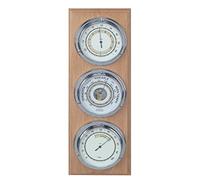 Station météo nautique, baromètre et station météo en bois nautique 40 cm, station météo intérieur extérieur, 3 montres, baromètre, hygromètre, thermomètre.