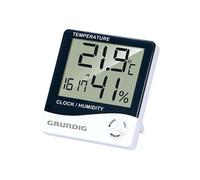 Grundig Station météo numérique - Thermomètre et hygromètre intérieur et extérieur - Station météo radio avec alarme et horloge - Écran LCD - 9,5 x 10,5 x 2 cm - Blanc/noir