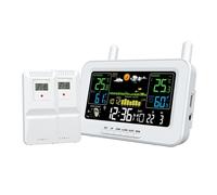 Station météo numérique à écran couleur, radio-réveil, blanc (Royaume-Uni)