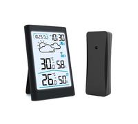 Station Météo Numérique Intérieure Et Extérieure, Hygromètre, Thermomètre, Capteur De Prévisions Météorologiques Sans Fil, Réveil, Date, Rétroéclairage Précis Rapide Surveillance Temps Réel(Black)