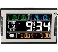 Station météo numérique multifonctionnelle Horloge d'alarme Température intérieure extérieure Humidité Moniteur grand écran couleur avec rétroéclairage Thermo-hygromètre